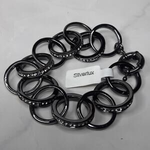 Black Linked Rhinestone Embellished Bracelet